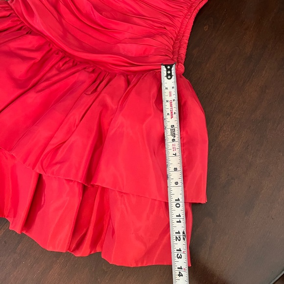 Vintage 80’s Tadashi Party/Formal Red Ruched and Layered Tiered Dress | Size 10 - Picture 11 of 11